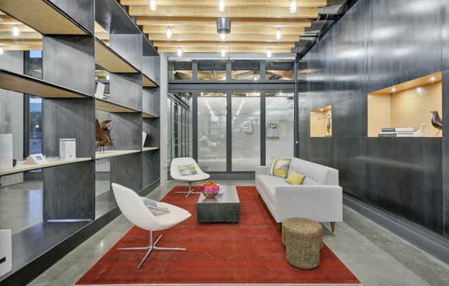 a living room with a white couch and a coffee table at L Seven, San Francisco, California 94103