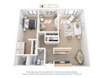 1 bed, 2 baths, 1,040 sqft, $1,495