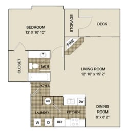 1 bed, 1 bath, 799 sqft, $1,112