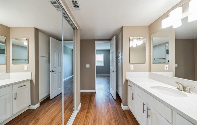 Our Premium Bathroom in a Two Bedroom Two Bath Apartment at Meadow Creek Apartments in San Marcos, CA