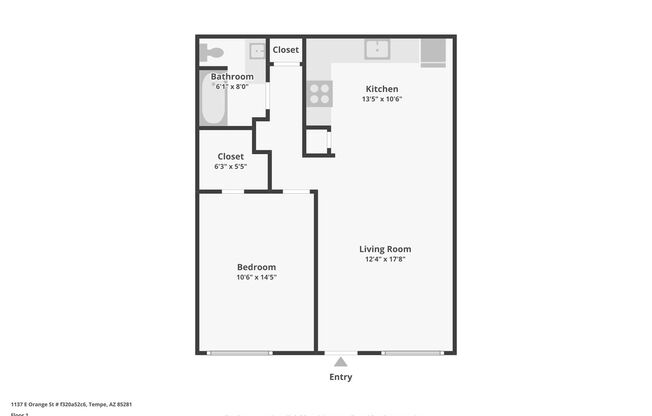 1 bed, 1 bath, 820 sqft, $1,149, Unit E051