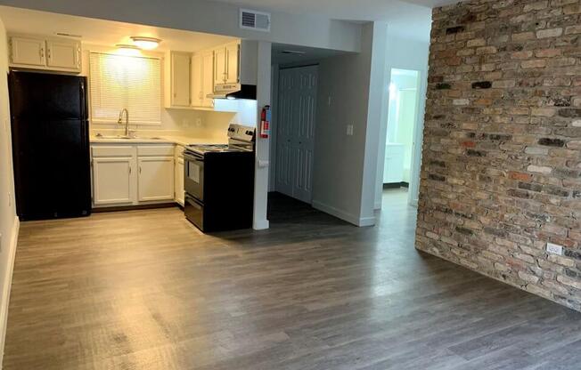 kitchen with faux wood flooring in Kalamazoo