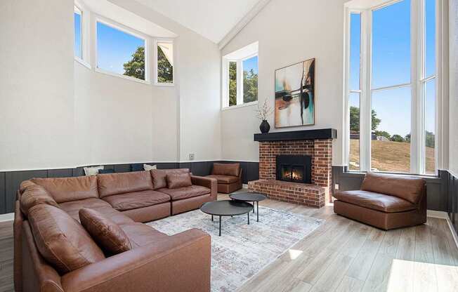 Community Building with a fireplace at Wingate Apartments, Kentwood
