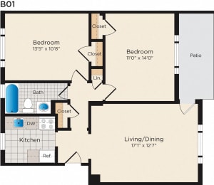 2 beds, 1 bath, 705 sqft, $2,072