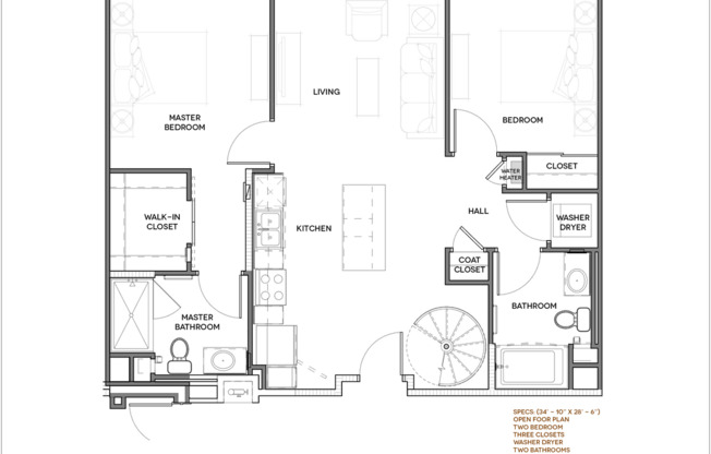 2 beds, 2 baths, 934 sqft, $3,783, Unit 505