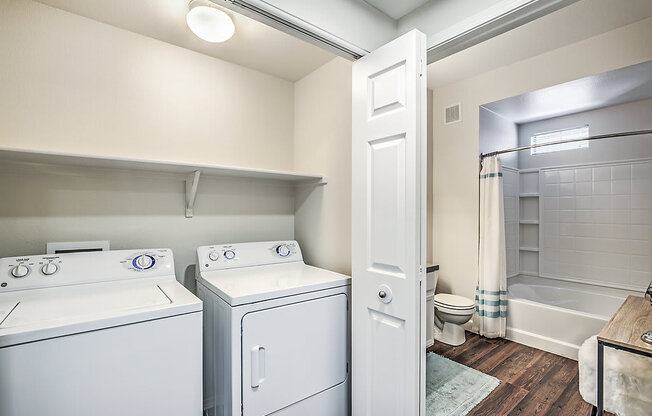 Enjoy the convenience of in-unit laundry at The Michael B - where every load is a breeze, and spaciousness meets modern living.at The Michael B Townhomes and Flats, Las Vegas, NV 89148