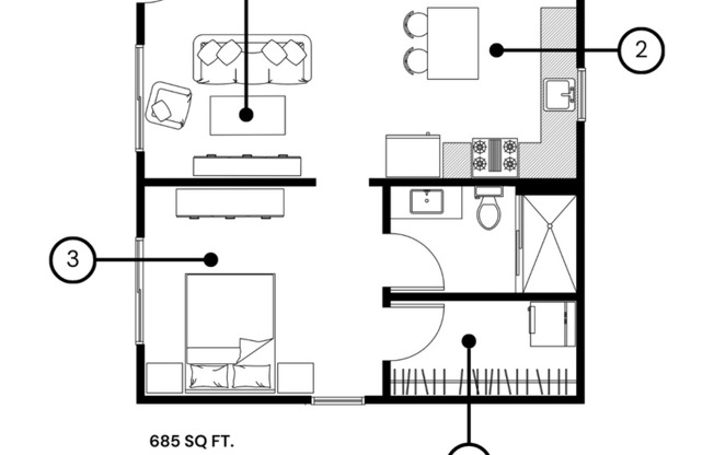 1 bed, 1 bath, $1,495, Unit 1612 Unit 2