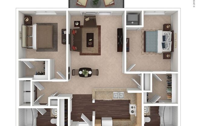 2 beds, 2 baths, 1,020 sqft, $1,800