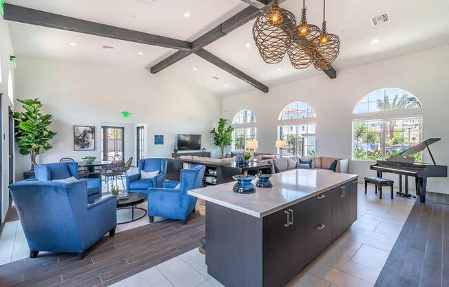 Clubhouse living room at Montecito Apartments at Carlsbad, Carlsbad, California