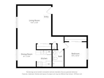1 bed, 1 bath, 590 sqft, $1,178