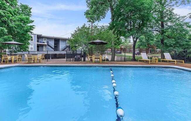 a pool next to a body of water