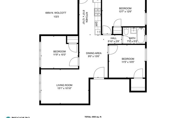 3 beds, 1 bath, 850 sqft, $2,500, Unit 6954-2