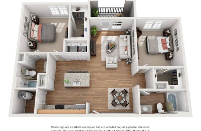 2 beds, 2 baths, 1,067 sqft, $1,875