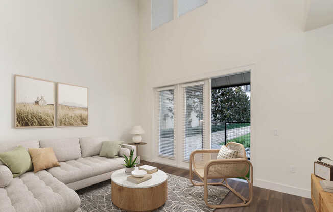 Living Room with Patio and Hard Surface Flooring