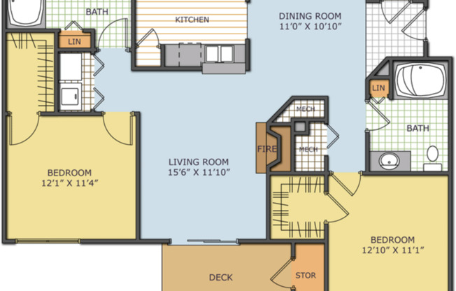 2 beds, 2 baths, 1,126 sqft, $1,607