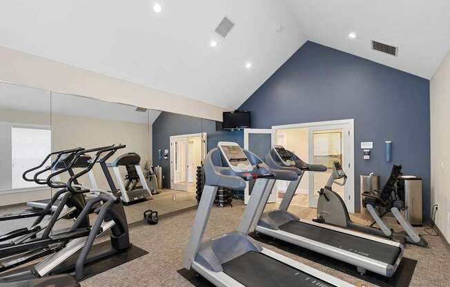 the gym with cardio equipment at the preserve at greatstone