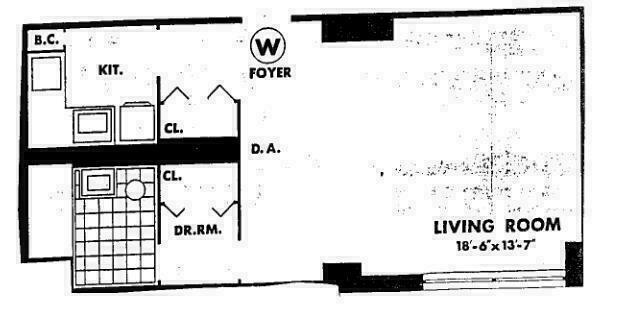 Studio, 1 bath, 500 sqft, $2,400, Unit 8W