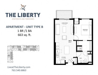 1 bed, 1 bath, 663 sqft, $1,521