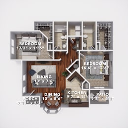 2 beds, 2 baths, 1,328 sqft, $2,306