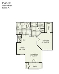 1 bed, 1 bath, 825 sqft, $1,631