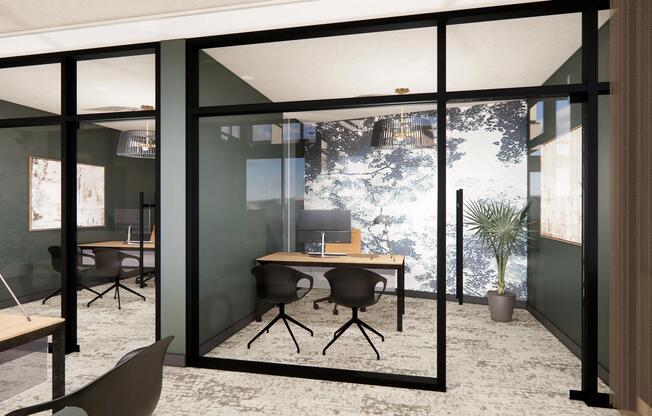 From the coworking lounge to quiet privacy pods, Modera Bridle Trails offers comfortable spaces designed for productivity.