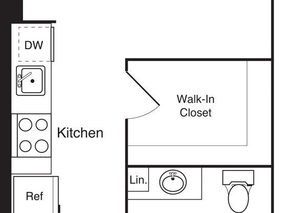 Studio, 1 bath, 466 sqft, $1,950, Unit 526