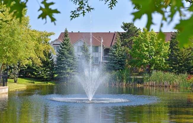 Lake with Fountain at The Springs Apartment Homes, Novi, 48377