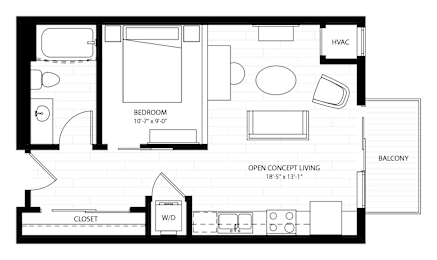 1 bed, 1 bath, 570 sqft, $1,441