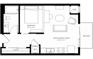 1 bed, 1 bath, 570 sqft, $1,441