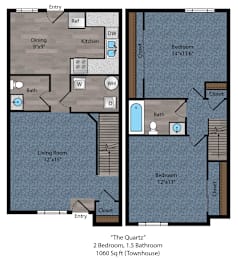 2 beds, 1.5 baths, 1,060 sqft, $1,379