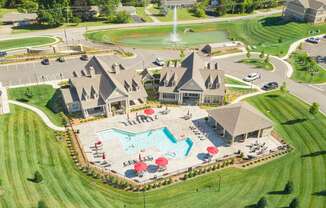 Pool Overview with Umbrellas and Sun Deck at Greystone Pointe, Tennessee, 37932