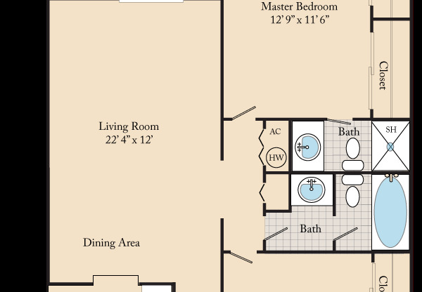 2 beds, 2 baths, 950 sqft, $1,531