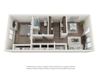 1 bed, 1 bath, 635 sqft, $1,386