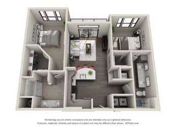 2 beds, 2 baths, 1,086 sqft, $2,010