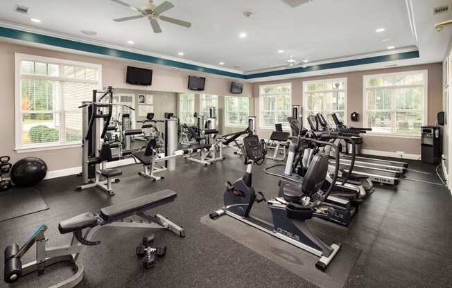 State-of-the-art Fitness Center at Abberly Pointe Apartment Homes by HHHunt, South Carolina