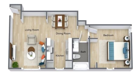 1 bed, 1 bath, 690 sqft, $975