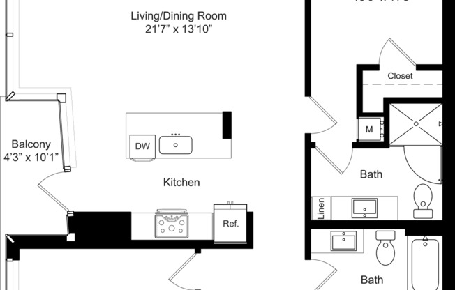 2 beds, 2 baths, 1,120 sqft, $4,510, Unit 3104