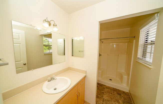 Separate Shower In Bathroom at Foxwood and The Hermitage, Portage, Michigan