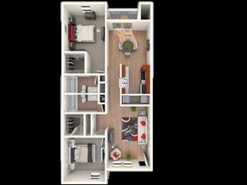 2 beds, 2 baths, 1,083 sqft, $1,406