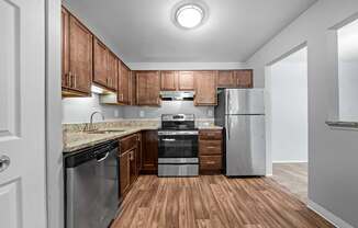 Spacious kitchen with stainless steel appliances at Park Lane Apartments in Southfield