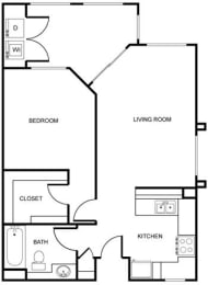 1 bed, 1 bath, 637 sqft, $2,610