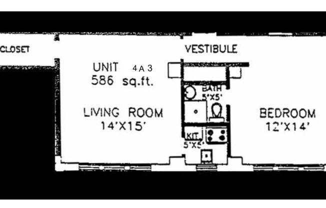 Studio, 1 bath, 294 sqft, $1,415, Unit New King Edward  4A3