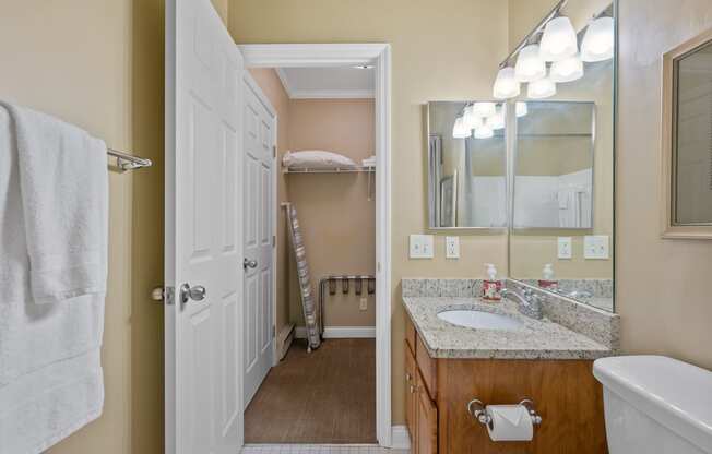 a bathroom with a sink and a mirror and a shower