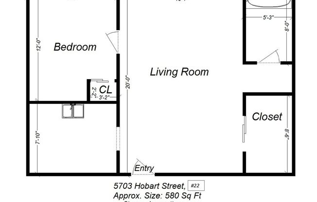 1 bed, 1 bath, 580 sqft, $1,449, Unit 5703 Hobart St. #22