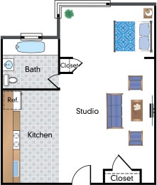 Studio, 1 bath, 400 sqft, $1,995