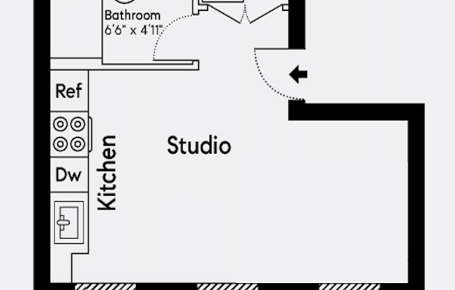 Studio, 1 bath, $2,495, Unit 3R