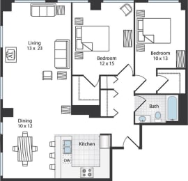 2 beds, 1 bath, 1,158 sqft, $1,145