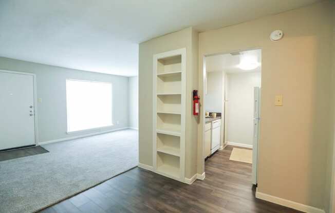 Built in shelving storage