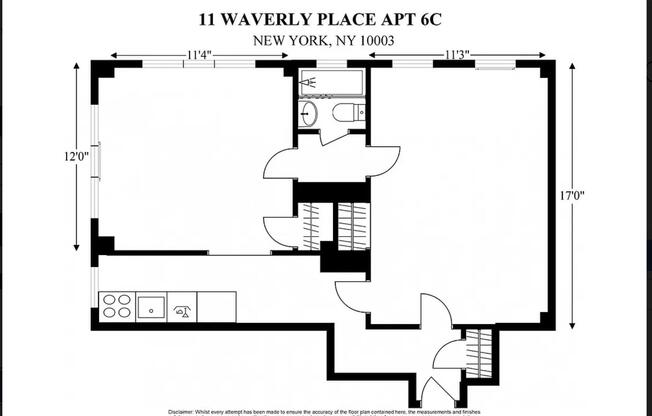 2 beds, 1 bath, $5,400, Unit 6C