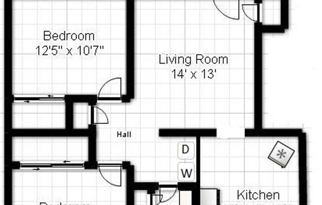 2 beds, 1 bath, 903 sqft, $1,240, Unit M-11